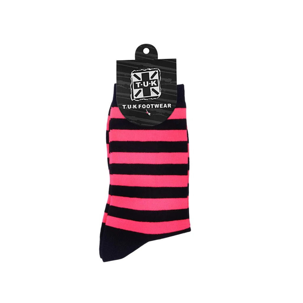 Crew Sock Black & Pink Stripe - Image 3