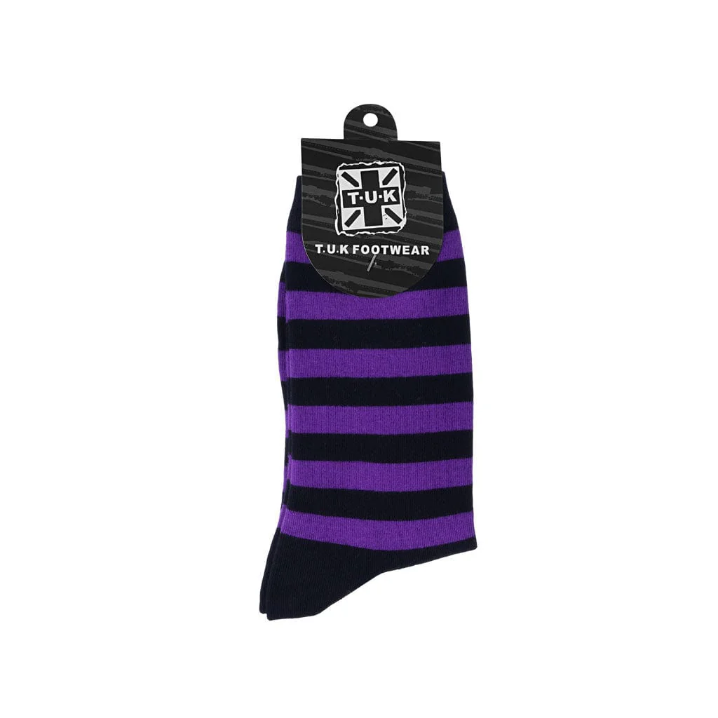 Crew Sock Black & Purple Stripe - Image 3